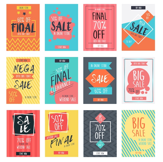 Set of modern sale banners template design