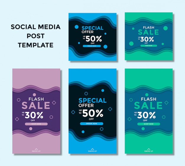 Set of modern sales square banner and story for instagram