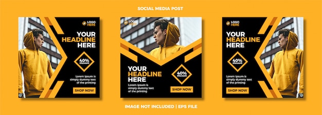 Set of modern social media post template