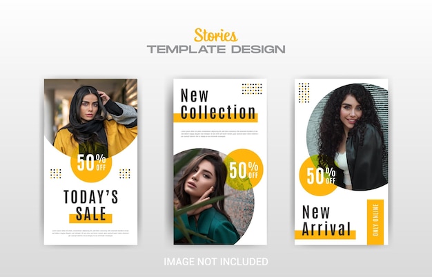 Vector set of modern social media story template fashion story template