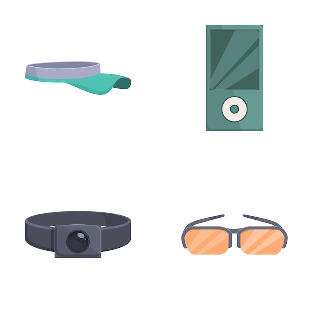 set of modern tech accessories icons