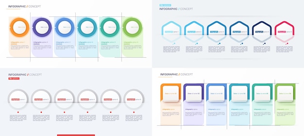 Vector set of modern vector infographic concept template six options