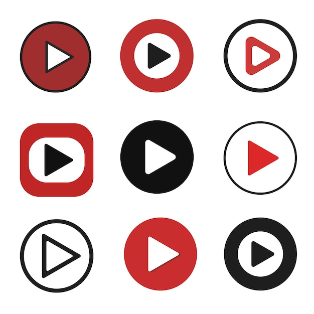 Set of modern video play button icon