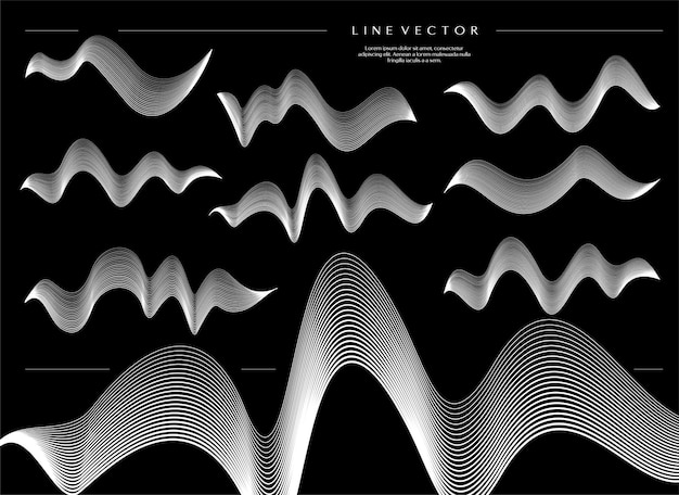 Vector set of modern wave blend line design template.