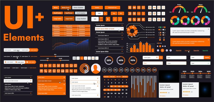 Vector a set of modern web interface elements