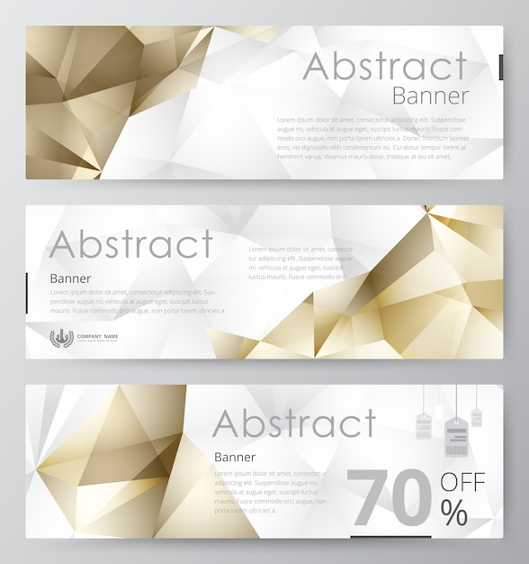 Vector set of modernr banners with polygonal background