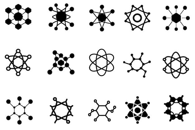 Vector set of molecule icons