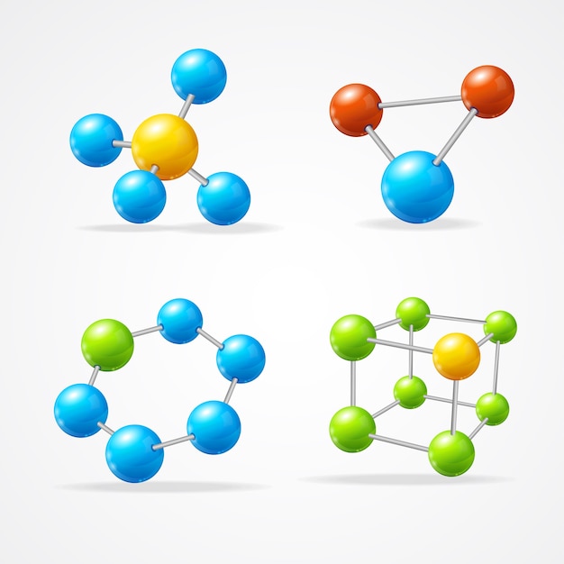 Vector set molecuul set geïsoleerd op wit