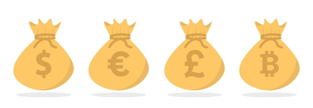Set of Money Bag icon. Vector Illustration.Vector Illustration
