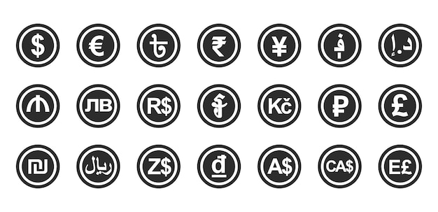 世界のさまざまな国の通貨のセット