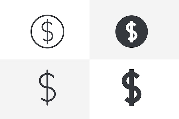 Set of Money Icon United State Dollar sign vector Dollar sing icon set