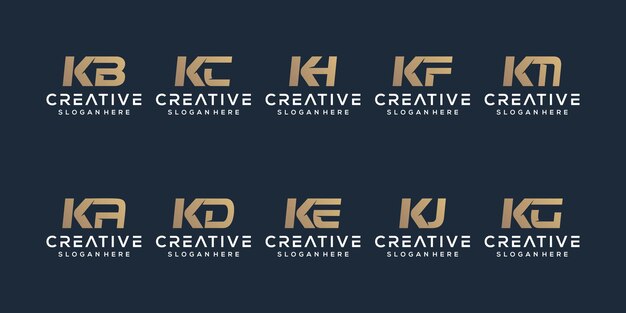 Set mongram letter k logo template