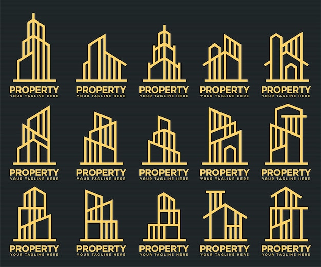 Insieme del concetto di logo della costruzione del monogramma