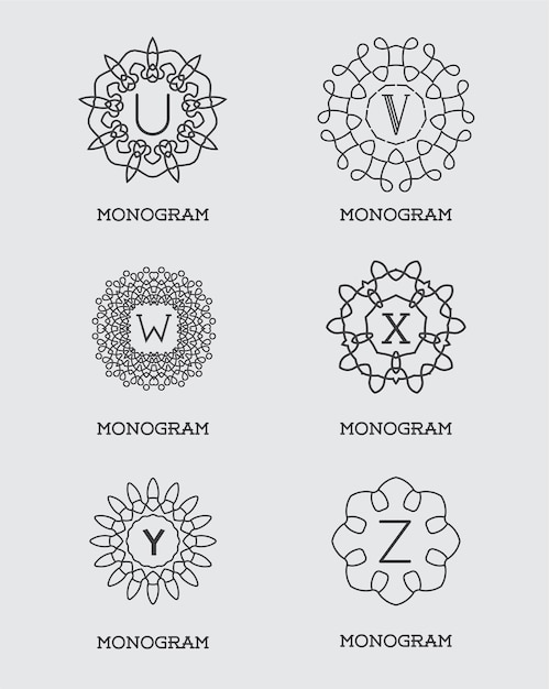 모노그램 디자인 템플릿 집합입니다. 편지 벡터 일러스트 프리미엄 우아한 품질입니다. 컬렉션 팩.