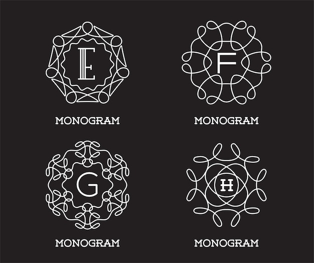 Set of monogram design template letter vector illustration premium elegant quality collection pack