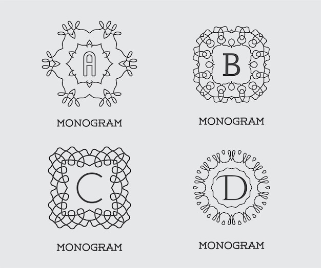 Set of monogram design template. letter vector illustration premium elegant quality. collection pack.