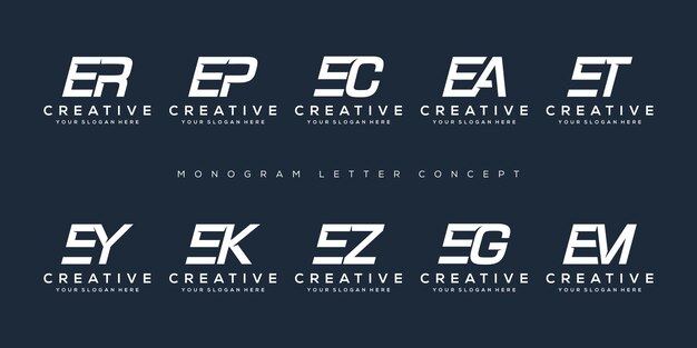 Set monogram e letter logo template