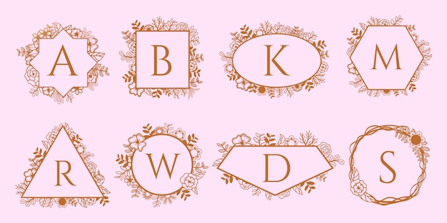 Vector set monogram gouden decoratieve frames