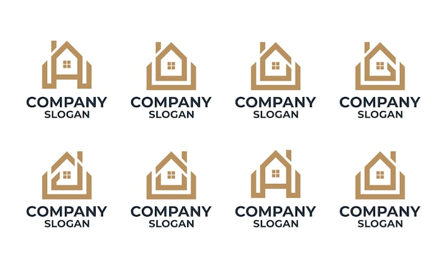 Set of monogram home, house, building with initial letter logo design template