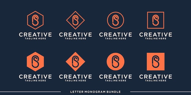 Set monogram icon initial b logo design template