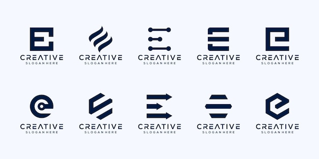 Vector set monogram initial letter e logo design