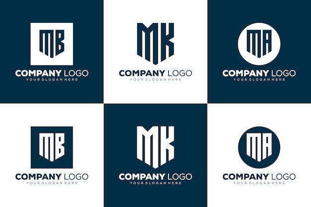 Set of monogram initial m letter logo template