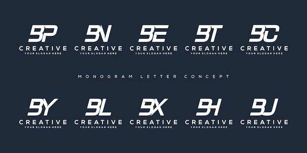 Vector set monogram letter b logo template