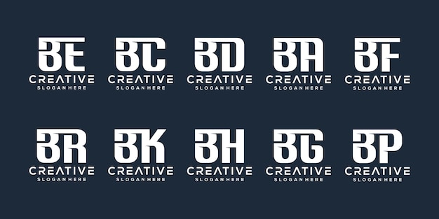 Set monogram letter b logo template