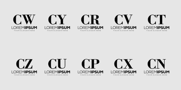 Vector set monogram letter c logo template