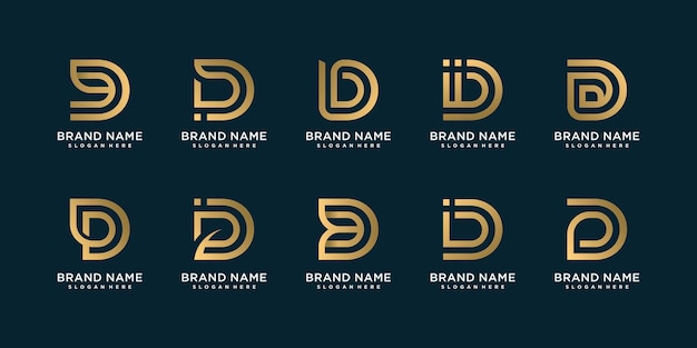 Set of monogram letter D logo template