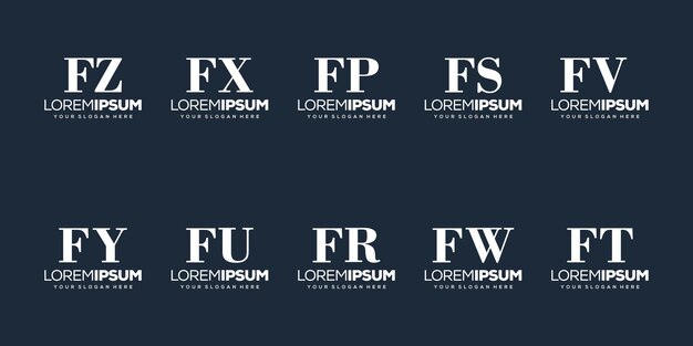 set monogram letter f logo template