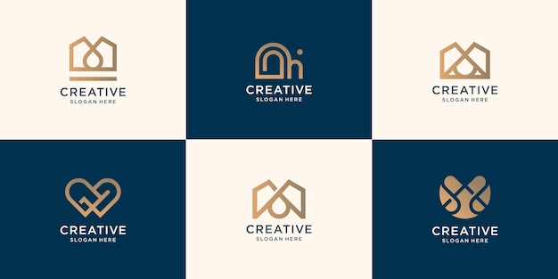 Set of monogram letter m abstract with gradient gold color modern inspiration for business company.