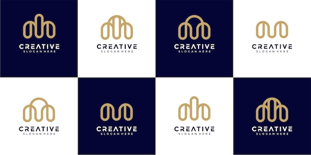 Set of monogram letter m logo design template
