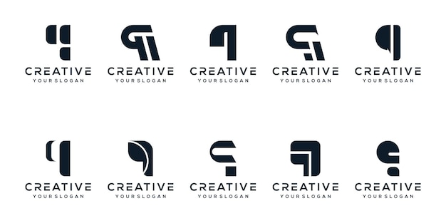 set monogram letter q logo design