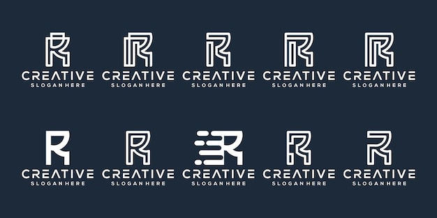 set monogram letter r logo template