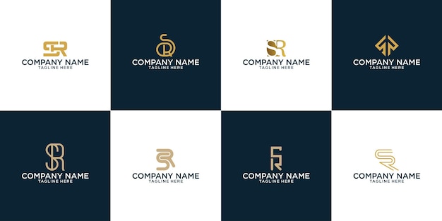 Set of monogram letter SR or RS Vector Icon Logo Template