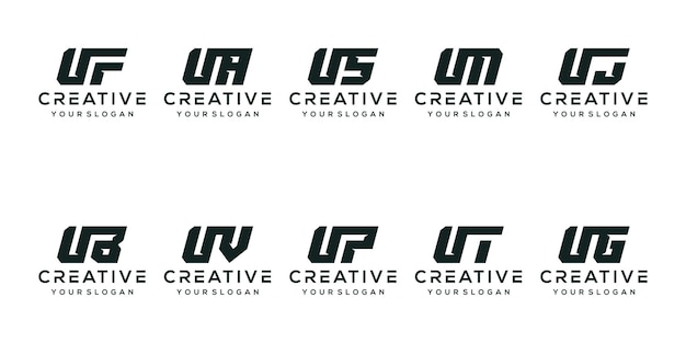 Set monogram letter u logo-ontwerp