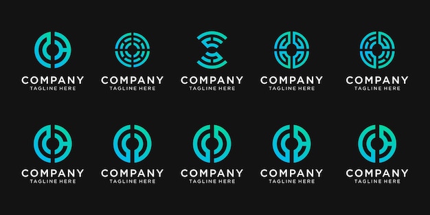 Set di monogramma logo design per il business