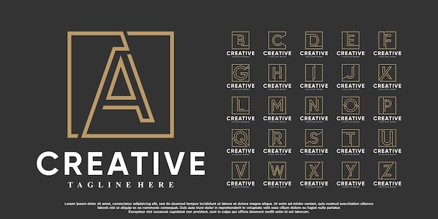 Set monogram logo design with creative concept Premium Vector