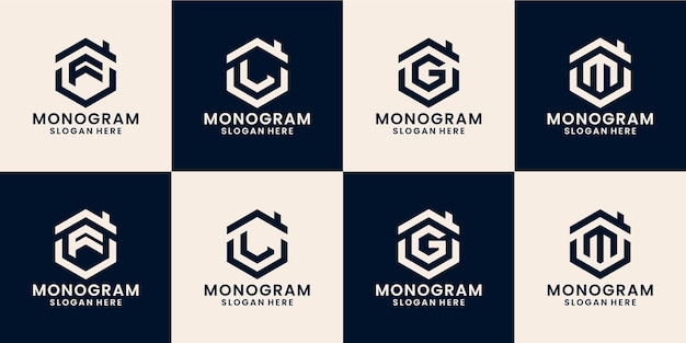 Set monogram met inspiratie voor huislogo-ontwerp