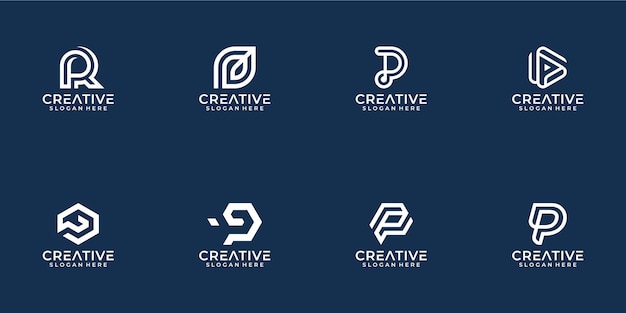 Set of monogram p logo template creative initial letter p logo collection