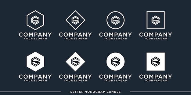 Set monogram pictogram eerste g logo ontwerpsjabloon
