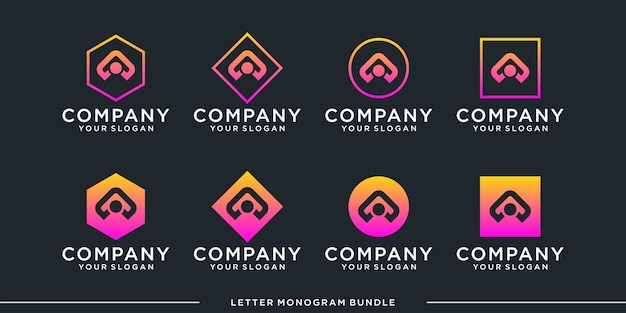 Set monogram pictogram initiaal een logo ontwerpsjabloon