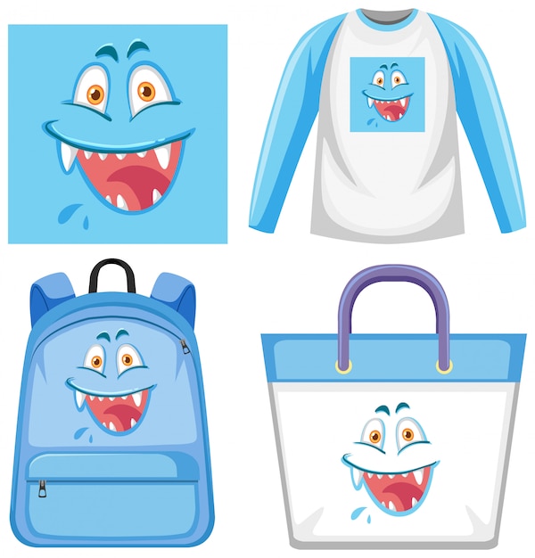 Set of monster facial expression clothes