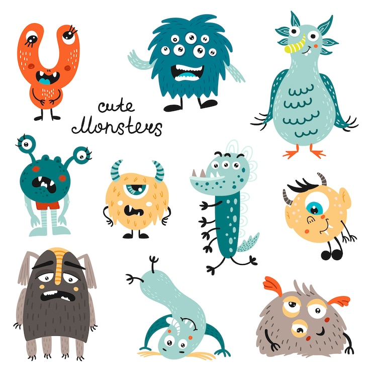 Vector set of monsters.