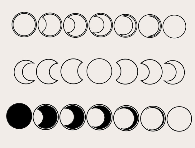 Набор лунного цикла, коллекция с разными фазами луны