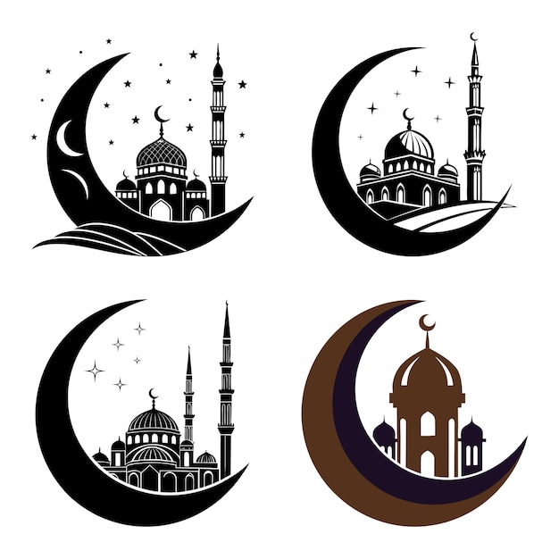 set of mosque icons vector set of mosque icons set of mosque