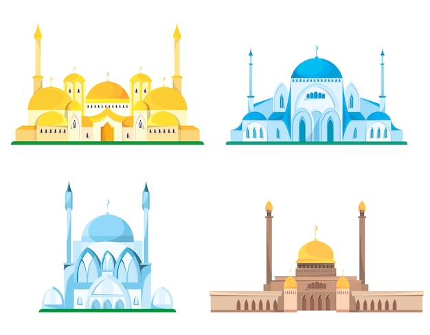 Set of mosque illustrations