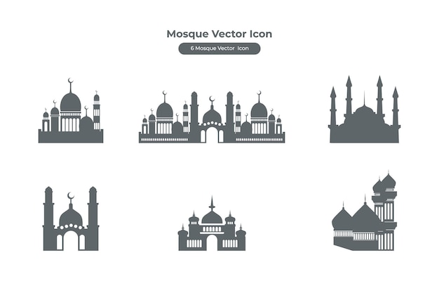 Vector set of mosque vector icon