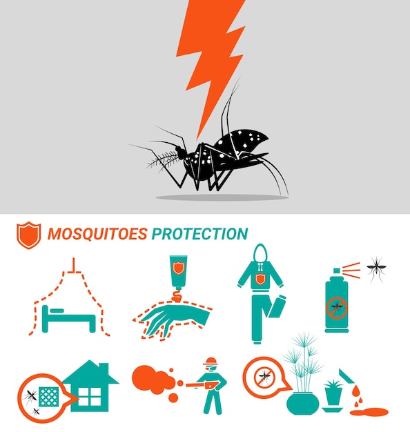 Set of Mosquitoes protection malaria Dengue and zinka virus